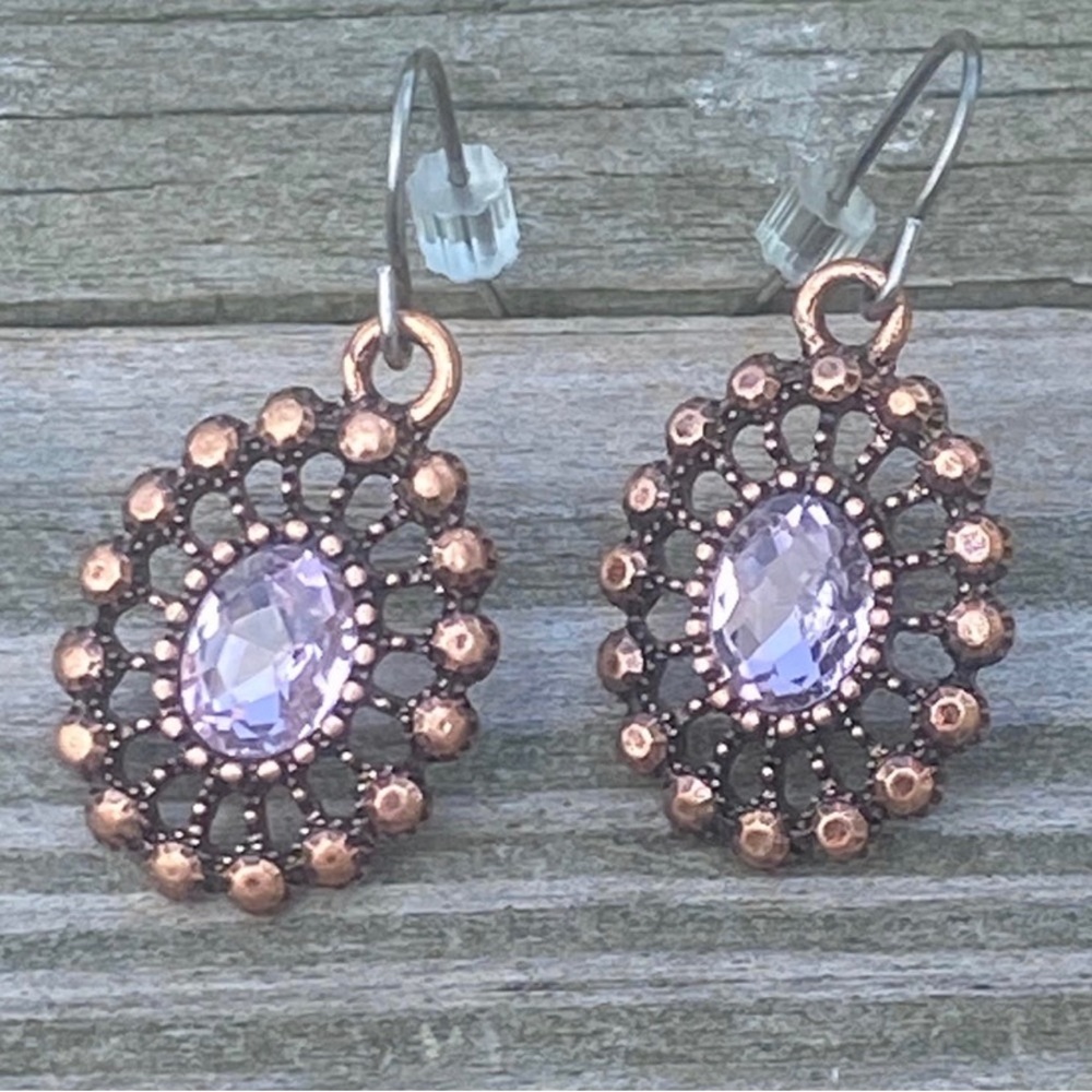 Willabee & Ward copper pink crystal Venice drop earrings